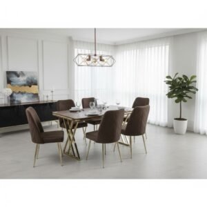 TABLE A MANGER 6PLACES 80X140 METAL MARRON A20